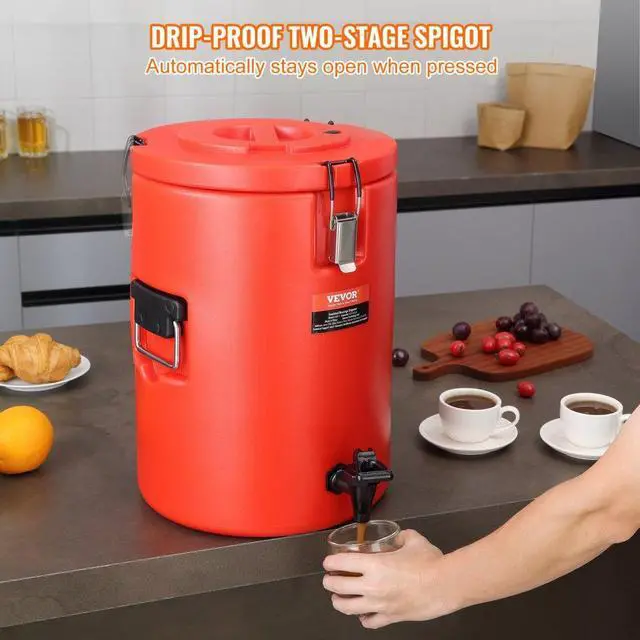 Alt view image 5 of 7 - VEVOR Stainless Steel Insulated Beverage Dispenser, 4.5 Gallon 17.2 Liter, Thermal Hot and Cold Drink Server Dispenser with Spigot Handle, Food-grade for Hot Tea Coffee Water Restaurant Drink Shop