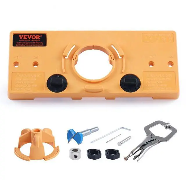 Main image of VEVOR Concealed Hinge Jig, Cabinet Hinge Jig with C-Type Clamp and Accessories, PA66 Nylon and Steel Material, Accurate Hinge Drill Jig Woodworking Tool for Doors Cabinets Hinges Mounting