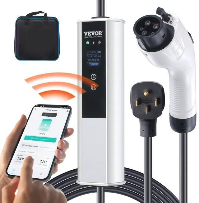 Main image of VEVOR Level 2 Portable EV Charger, 40A 240V, Electric Vehicle Charger with 25 ft Charging Cable NEMA 14-50P Plug, 40A/32A/24A/16A Adjustable Current Plug-in Home EV Charging Station for SAE J1772 EVs