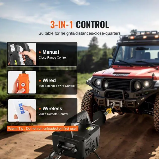 Alt view image 2 of 7 - VEVOR 3-in-1 Electric Hoist Winch, 1100lbs 1500W Portable Power Winch Crane, 110V/120V 22.9 ft Lifting Height, 13 ft/min with Manual, Wired and Wireless Remote Control, Overload Protection