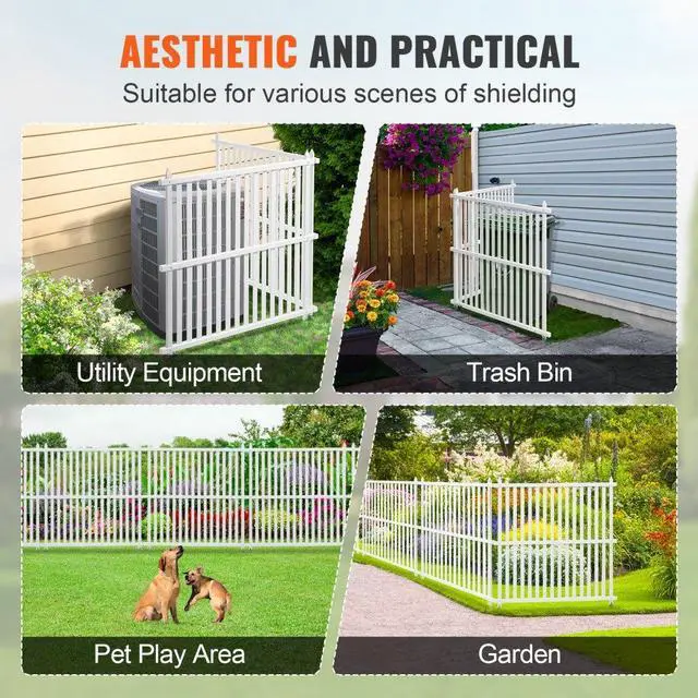 Alt view image 5 of 7 - VEVOR 48" W x 48" H Vinyl Privacy Fence Panels, Air Conditioner Fence, Outdoor Privacy Screens for Trash Can, Pool Equipment Enclosure, Privacy Screen Kit Strip Panels (2 Panels)