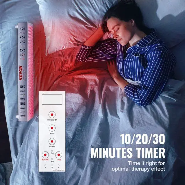 Alt view image 6 of 7 - VEVOR Red Light Therapy for Whole Body, 300 Dual-Chip LEDS, 10Hz/40Hz Pulse, 3 Timing Setting, Red 660nm & Near Infrared 850nm Light Therapy Panel for Pain Relief, Wound Healing, Skin Health, 300W