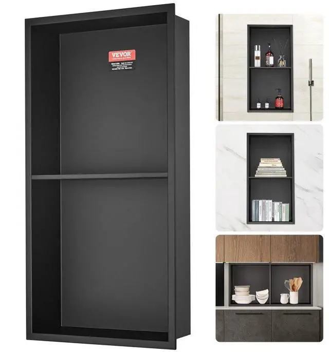 Main image of VEVOR 13"x25" No Tile Shower Niche 304 Stainless Steel, Wall-Inserted Niche Recessed Double Shelves, Sealed Waterproof Rust-Resistant Easy Cleaning Modern Niche for Shower or Soap Storage Bathroom