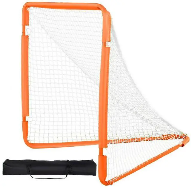Main image of VEVOR Lacrosse Goal, 4' x 4' Small Kids Lacrosse Net, Folding Portable Lacrosse Goal with Carry Bag, Iron Frame Backyard Training Equipment, Quick & Easy Setup, Perfect for Youth Training, Orange