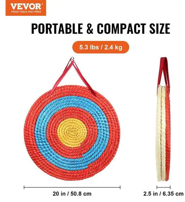 Alt view image 2 of 7 - VEVOR Archery Target, 3 Layers 20" Arrow Target, Traditional Solid Straw Round Archery Target Shooting Bow, Hand-Made Arrows Target, Coloured Rope Target for Backyard Outdoor Hunting Shooting Practice