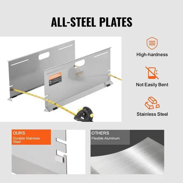 Alt view image 5 of 7 - VEVOR Wheel Alignment Tool, 2-Pack Alignment Tool Toe Plates, Stainless Steel Toe Angle Measurement Tool Plate, 4 Alignment Rods and Magnetic Slots, Includes Measuring Tapes & Conversion Chart