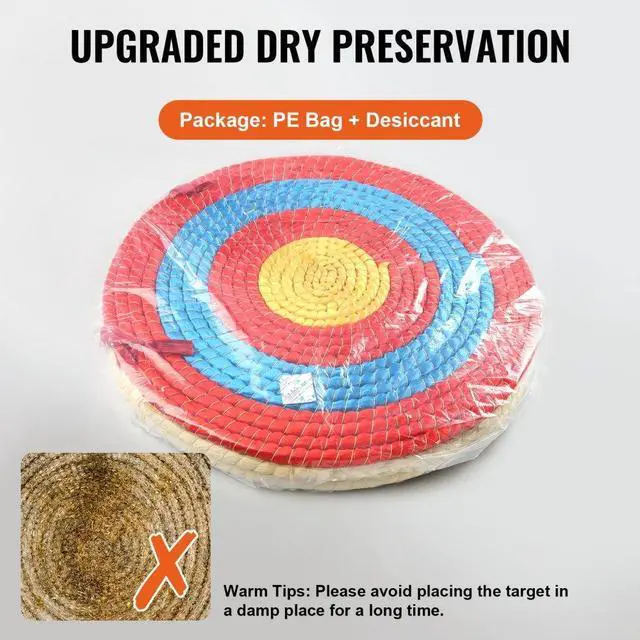 Alt view image 6 of 7 - VEVOR Archery Target, 3 Layers 20" Arrow Target, Traditional Solid Straw Round Archery Target Shooting Bow, Hand-Made Arrows Target, Coloured Rope Target for Backyard Outdoor Hunting Shooting Practice
