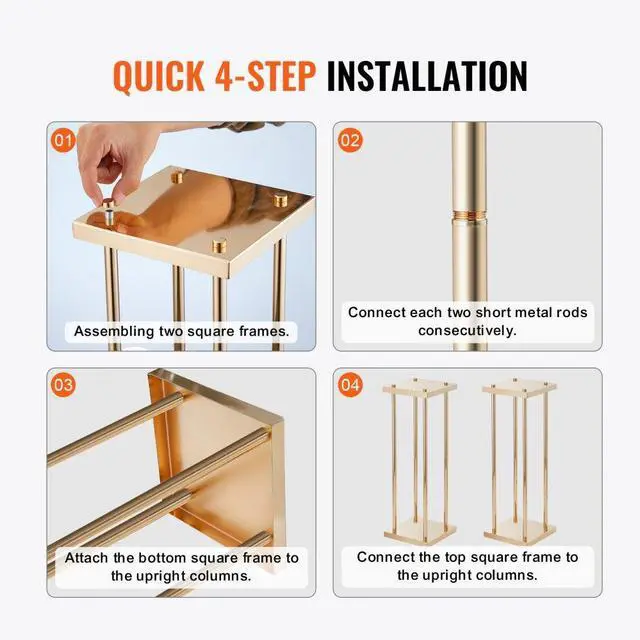 Alt view image 5 of 14 - VEVOR 4PCS Gold Metal Column Wedding Flower Stand, 23.6inch High With Metal Laminate, Vase Geometric Centerpiece Stands, Cylindrical Floral Display Rack for Events Reception, Party Road Leads