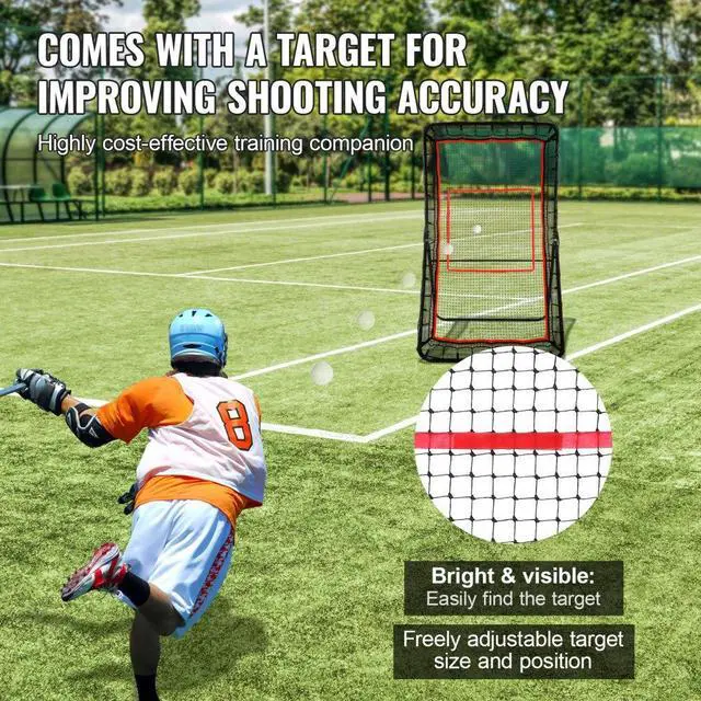 Alt view image 5 of 7 - VEVOR Lacrosse Rebounder for Backyard, 4x7 Ft Volleyball Bounce Back Net, Pitchback Throwback Baseball Softball Return Training Screen, Adjustable Angle Shooting Practice Training Wall with Target