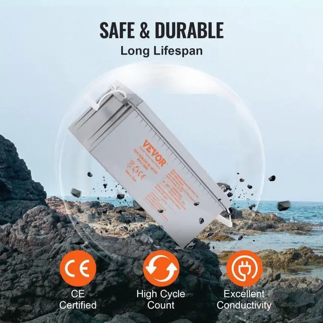 Alt view image 4 of 7 - VEVOR Deep Cycle Battery, 12V 200 AH, AGM Marine Rechargeable Battery, High Self-Discharge Rate 1400A Current, for RV Solar Marine Off-Grid Applications UPS Backup Power System, Tested to UL Standards