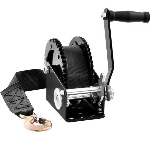 Main image of VEVOR Hand Winch, 2000 lbs Pulling Capacity, Boat Trailer Winch Heavy Duty Rope Crank with 23 ft Polyester Strap and Two-Way Ratchet, Manual Operated Hand Crank Winch for Trailer, Boat or ATV Towing