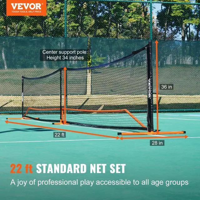 Alt view image 2 of 7 - VEVOR Pickleball Net Set, 22FT Regulation Size Portable Pickleball System with Carrying Bag & Balls & Paddles, Weather Resistant Steady Metal Frame & Strong PE Net, for Outdoor Backyard Driveway