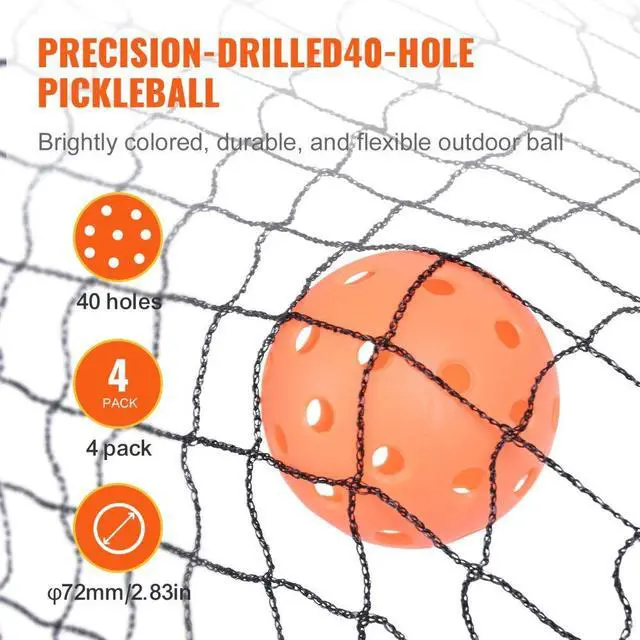 Alt view image 5 of 7 - VEVOR Pickleball Net Set, 22FT Regulation Size Portable Pickleball System with Carrying Bag & Balls & Paddles, Weather Resistant Steady Metal Frame & Strong PE Net, for Outdoor Backyard Driveway