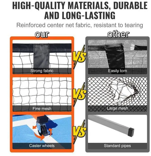 Alt view image 4 of 7 - VEVOR Pickleball Net Set, 22FT Regulation Size Portable Pickleball System with Carrying Bag, Balls, and Wheels, Weather Resistant Steady Metal Frame & Strong PE Net, for Outdoor Backyard Driveway