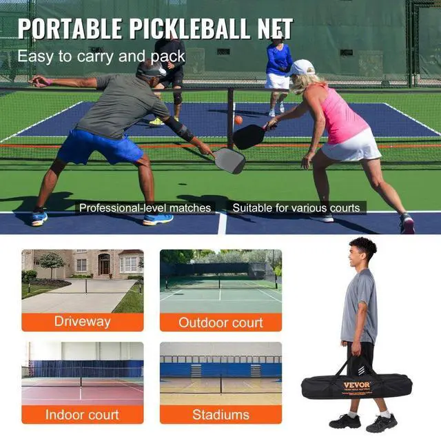Alt view image 6 of 7 - VEVOR Pickleball Net Set, 22FT Regulation Size Portable Pickleball System with Carrying Bag, Balls, and Wheels, Weather Resistant Steady Metal Frame & Strong PE Net, for Outdoor Backyard Driveway