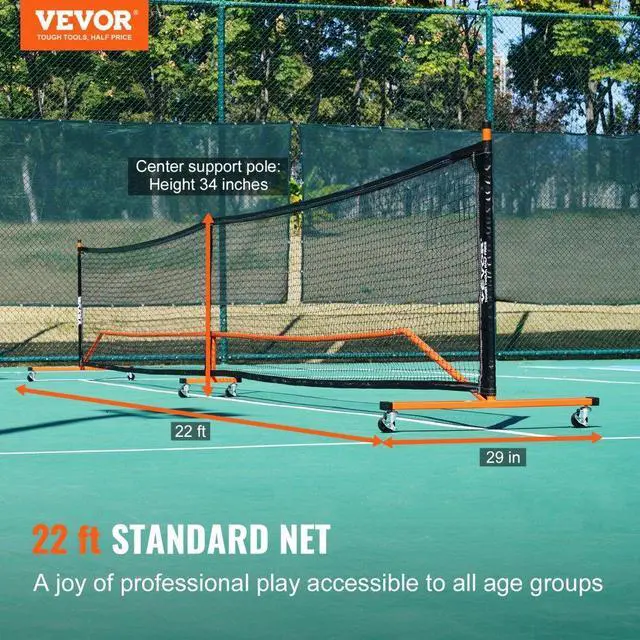 Alt view image 2 of 7 - VEVOR Pickleball Net Set, 22FT Regulation Size Portable Pickleball System with Bags, Balls, Paddles, Wheels, and Court Lines, Weather Resistant Metal Frame & PE Net, for Outdoor Backyard Driveway