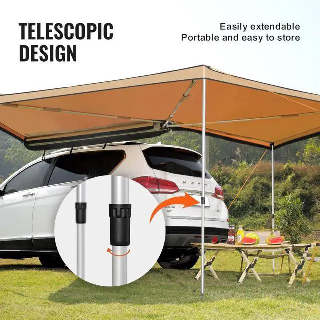 Alt view image 4 of 7 - VEVOR Vehicle Awning 270 Degree, 8.2' Height Retractable Car Side Awning, PU3000mm UV50+ Car Awning with Waterproof Storage Bag, Suitable for Truck, SUV, Van, Campers