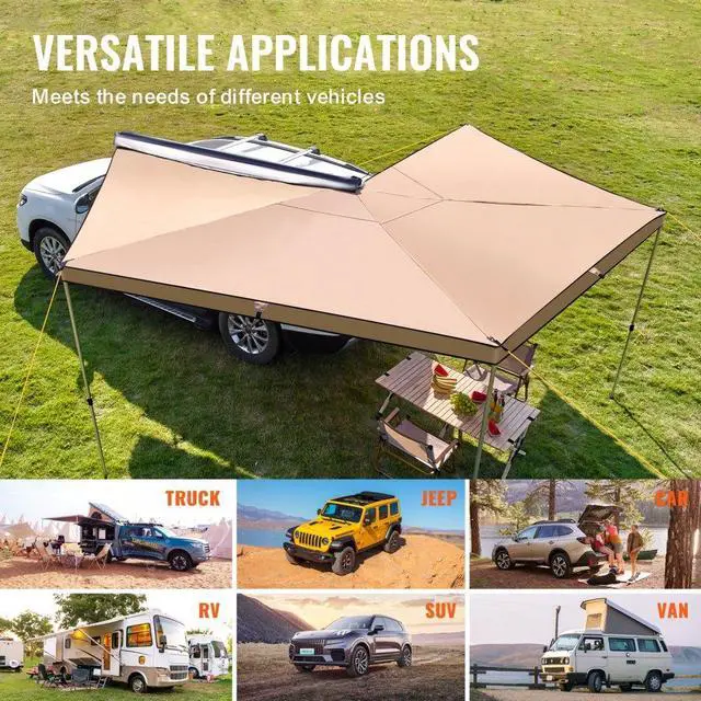 Alt view image 6 of 7 - VEVOR Vehicle Awning 270 Degree, 8.2' Height Retractable Car Side Awning, PU3000mm UV50+ Car Awning with Waterproof Storage Bag, Suitable for Truck, SUV, Van, Campers