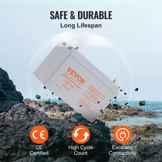 Alt view image 4 of 7 - VEVOR Deep Cycle Battery, 12V 100 AH, AGM Marine Rechargeable Battery, High Self-Discharge Rate 800A Current, for RV Solar Marine Off-Grid Applications UPS Backup Power System