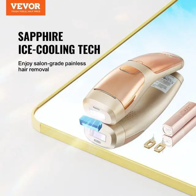 Alt view image 2 of 7 - VEVOR IPL Hair Removal, Permanent Hair Removal with Sapphire Ice Cooling System, Painless At-Home Hair Removal Device for Women Men, Auto/Manual Modes, 5 Levels for Body & Face
