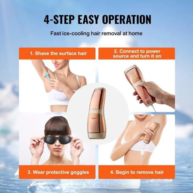 Alt view image 6 of 7 - VEVOR IPL Hair Removal, Permanent Hair Removal with Sapphire Ice Cooling System, Painless At-Home Hair Removal Device for Women Men, Auto/Manual Modes, 5 Levels for Body & Face