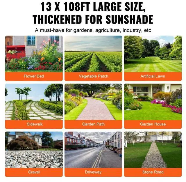 Alt view image 6 of 7 - VEVOR 13FTx108FT Premium Heavy Duty Weed Barrier Landscape Fabric, 5OZ Woven Geotextile Fabric Under Gravel, High Permeability for Weed Blocker Weed Mat, Driveway Fabric, Weed Control Garden Cloth