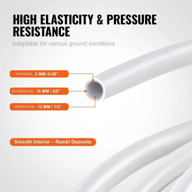 Alt view image 4 of 7 - VEVOR PEX-AL-PEX Tube, 82ft, 5/8'' Diameter Aluminum-Plastic Composite Pipe Oxygen Barrier Radiant Floor PEX Pipe, 0.08'' Thickness Radiant Heat Floor Plumbing 25M Inner Aluminum Layer PEX Tubing Pipe