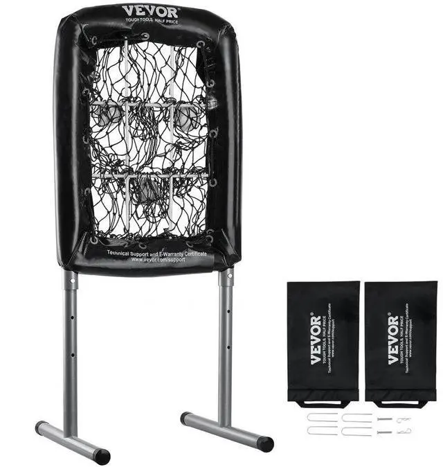Main image of VEVOR 9 Hole Baseball Net, 21"x29" Softball Baseball Training Equipment for Hitting Pitching Practice, Heavy Duty Height Adjustable Trainer Aid with Strike Zone & 4 Ground Stakes, for Youth Adults