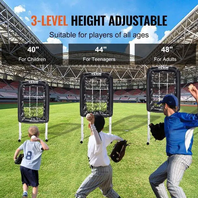 Alt view image 4 of 7 - VEVOR 9 Hole Baseball Net, 21"x29" Softball Baseball Training Equipment for Hitting Pitching Practice, Heavy Duty Height Adjustable Trainer Aid with Strike Zone & 4 Ground Stakes, for Youth Adults