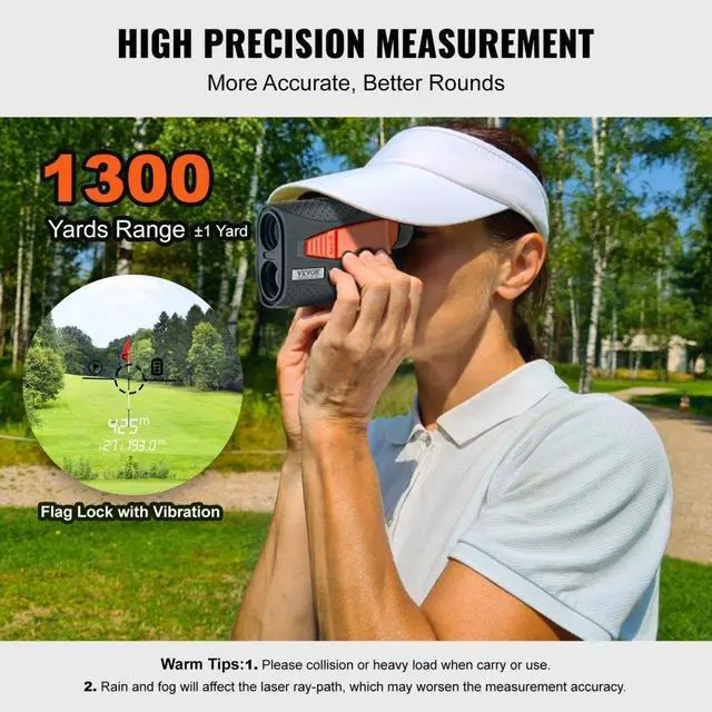Alt view image 2 of 7 - VEVOR Magnetic Golf Rangefinder, 1300 Yards Laser Golfing Hunting Range Finder, 6X Magnification Golfing Accessory with Distance Measuring, High-Precision Flag Lock Vibration, Slope, USB Charge