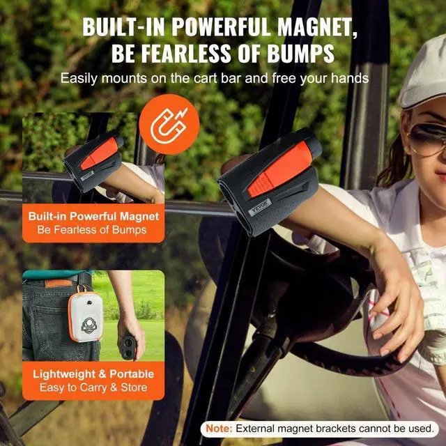 Alt view image 3 of 7 - VEVOR Magnetic Golf Rangefinder, 1300 Yards Laser Golfing Hunting Range Finder, 6X Magnification Golfing Accessory with Distance Measuring, High-Precision Flag Lock Vibration, Slope, USB Charge
