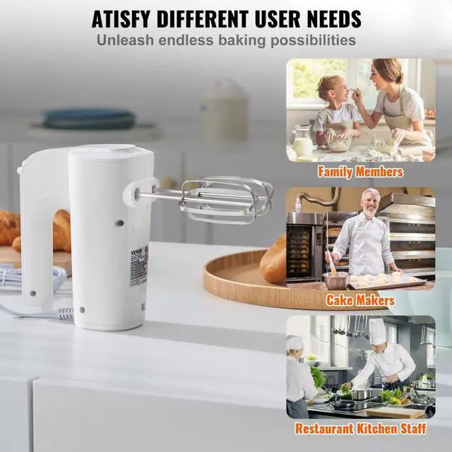 Alt view image 6 of 7 - VEVOR Digital Electric Hand Mixer, 5-Speed, 200W Portable Electric Handheld Mixer, with Turbo Boost Beaters Dough Hooks Whisks Storage Bag, Baking Supplies for Whipping Mixing Egg Cookie Cake Cream