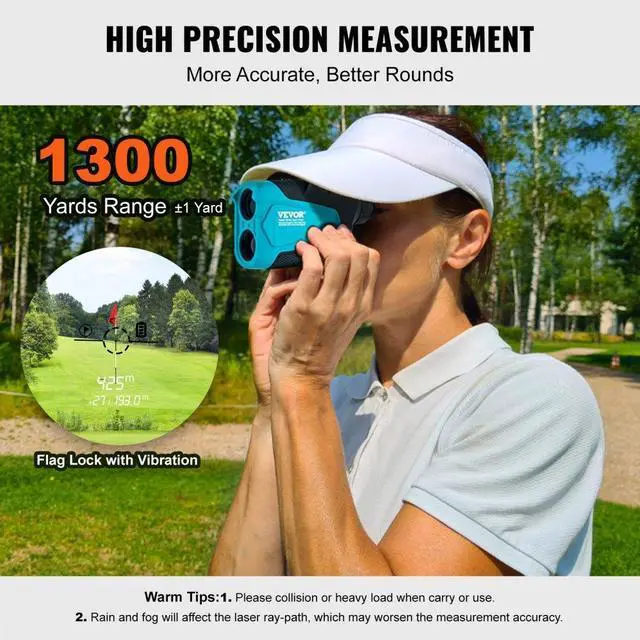 Alt view image 2 of 10 - VEVOR Golf Rangefinder, 1300 Yards Laser Golfing Hunting Range Finder, 6X Magnification Distance Measuring, Golfing Accessory with External Magnet Mount, High-Precision Flag Lock, Slope, and Batteries