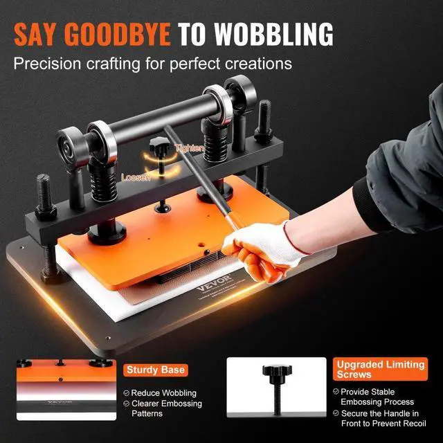 Alt view image 4 of 7 - VEVOR Leather Cutting Machine, 14.2 x 10.2 in Embossing Plate Manual Die Cutter, 0.47 in Pressure Stroke Dual Guide Shafts Die Cut Machine, Leather Embossing Machine for Various of Materials