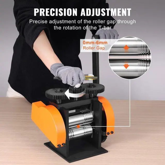 Alt view image 4 of 14 - VEVOR Rolling Mill, 1.77"/45 mm Jewelry Rolling Mill Machine, 1: 2.4 Gear Ratio, 3-in-1 Multi-function Rolling Mill, 0-6 mm Press Thickness for Metal Jewelry Making Sheet Square Wire Semicircle
