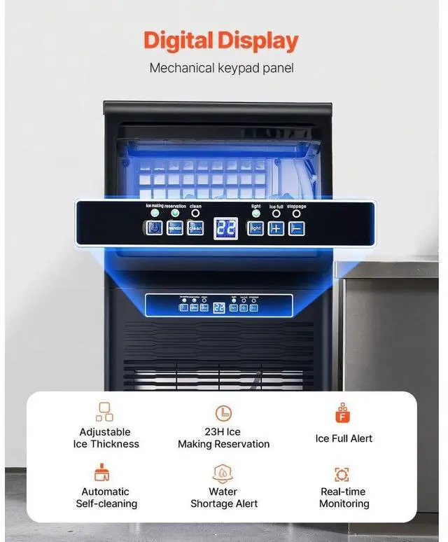 Alt view image 5 of 7 - VEVOR Commercial Ice Maker  70lbs/24H  Ice Maker Machine  36 Ice Cubes in 12-15 Minutes  Freestanding Cabinet Ice Maker with 12lbs Storage Capacity LED Digital Display  for Bar Home Office Restaurant