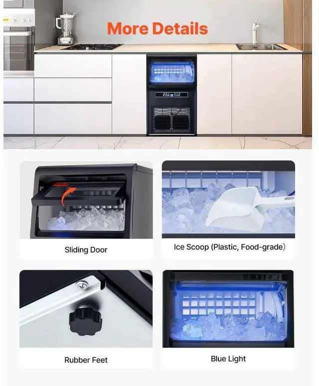 Alt view image 6 of 7 - VEVOR Commercial Ice Maker  70lbs/24H  Ice Maker Machine  36 Ice Cubes in 12-15 Minutes  Freestanding Cabinet Ice Maker with 12lbs Storage Capacity LED Digital Display  for Bar Home Office Restaurant