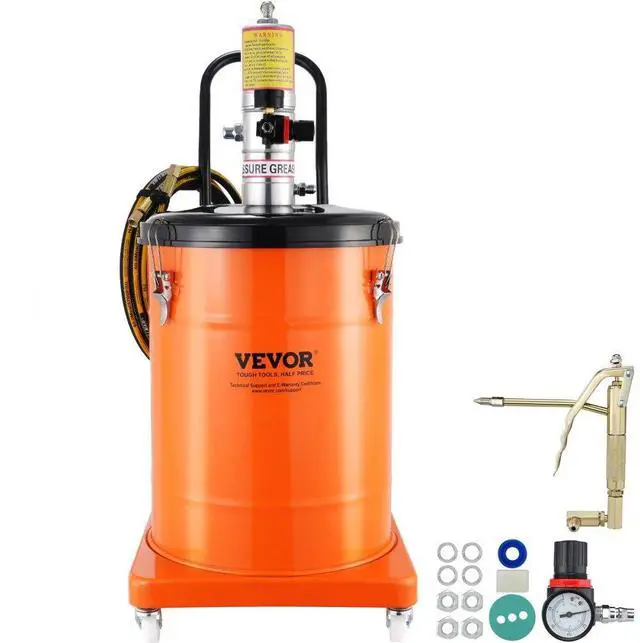Main image of VEVOR Grease Pump, 10.5 Gallon 40L Air Operated Grease Pump with 13 ft High Pressure Hose and Grease Gun, Pneumatic Grease Bucket Pump with Wheels, Portable Lubrication Grease Pump 50:1 Pressure Ratio