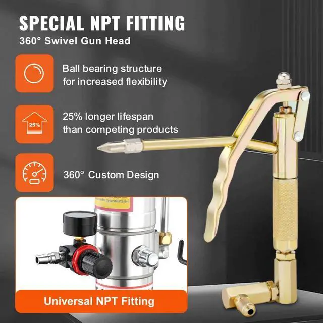 Alt view image 3 of 7 - VEVOR Grease Pump, 10.5 Gallon 40L Air Operated Grease Pump with 13 ft High Pressure Hose and Grease Gun, Pneumatic Grease Bucket Pump with Wheels, Portable Lubrication Grease Pump 50:1 Pressure Ratio