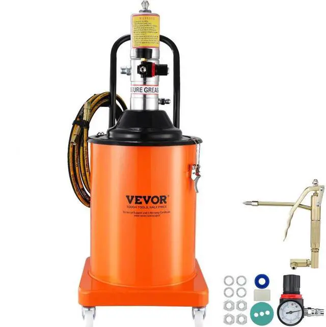 Main image of VEVOR Grease Pump, 5 Gallon 20L, Air Operated Grease Pump with 13 ft High Pressure Hose and Grease Gun, Pneumatic Grease Bucket Pump with Wheels, Portable Lubrication Grease Pump 50:1 Pressure Ratio