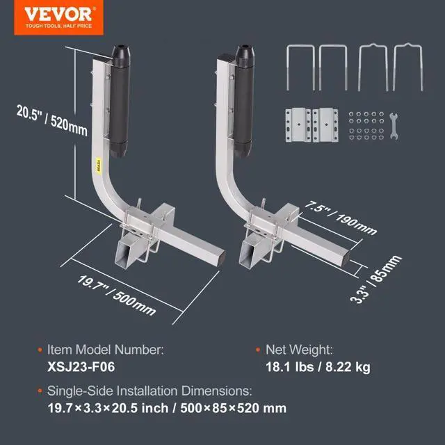 Alt view image 7 of 7 - VEVOR Marine Trailer Guide Set, 20.5 Flexibly Adjustable Poles, Pair of Steel Anti-Rust Guides, Durable Roller Support for Ski, Fishing, or Sailboat Trailers 2024