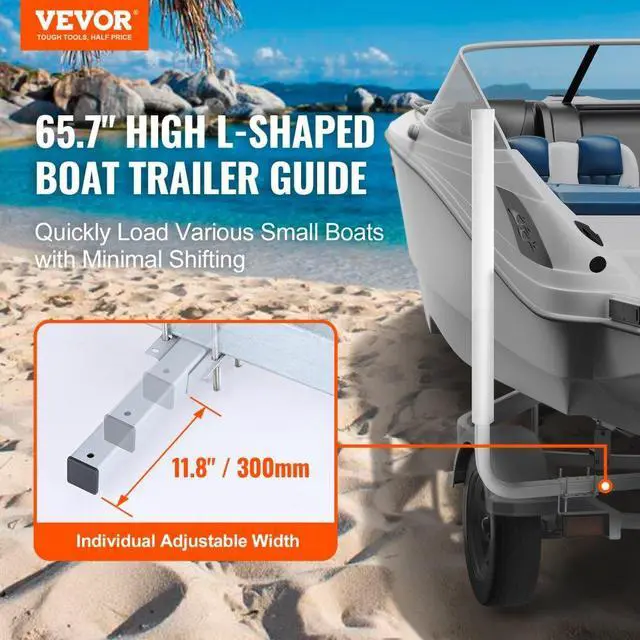 Alt view image 2 of 7 - VEVOR Marine Trailer Guide Set, 60'' Flexibly Adjustable, Dual Rust-Resistant Steel Supports with PVC Covering, Ideal for Ski, Fishing, and Sailboat Transport, 2-Piece Kit 2024