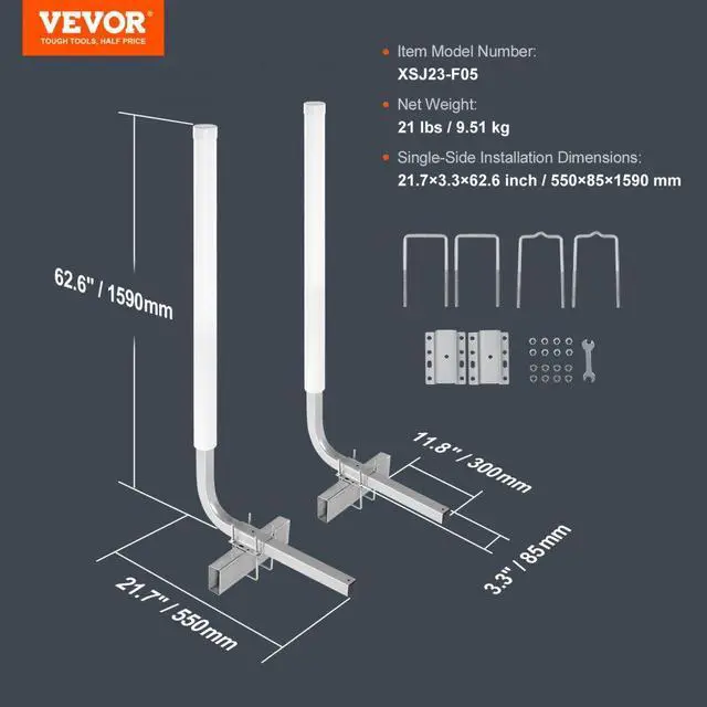 Alt view image 7 of 7 - VEVOR Marine Trailer Guide Set, 60'' Flexibly Adjustable, Dual Rust-Resistant Steel Supports with PVC Covering, Ideal for Ski, Fishing, and Sailboat Transport, 2-Piece Kit 2024
