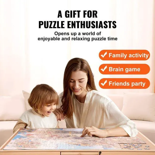 Alt view image 6 of 7 - VEVOR 1500 Piece Puzzle Board with 6 Drawers and Cover, 32.7"x24.6" Rotating Wooden Jigsaw Puzzle Plateau, Portable Puzzle Accessories for Adult, Puzzle Organizer & Puzzle Storage System, Gift for Mom