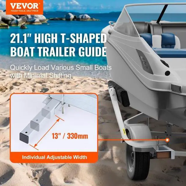 Alt view image 2 of 7 - VEVOR Marine Trailer Assistant, 27.6 Flexibly Adjustable Bunk Guide-Ons, Pair of Durable Steel Support Poles, Robust Roller Guide, Suitable for Ski Boats, Fishing Boats, or Sailboats 20