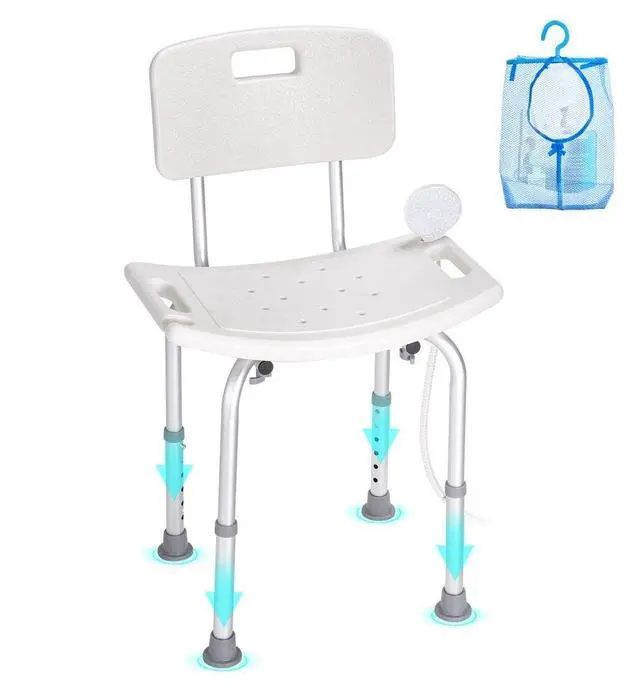 Main image of VEVOR Shower Chair, Shower Seat with Back, Adjustable Height Shower Stool, Shower Chair for Inside Shower Bathtub, Non-slip Bathroom Bench Bath Chair for Elderly Disabled Handicap, 350 lbs Capacity