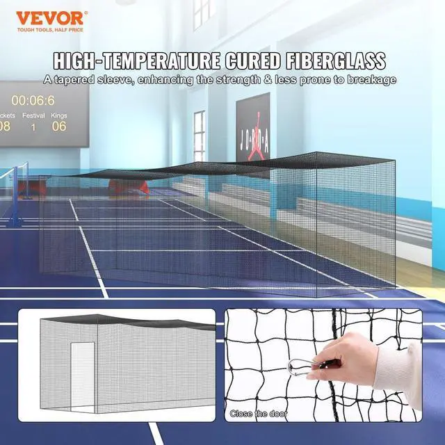 Alt view image 2 of 7 - VEVOR Baseball Batting Netting, Professional Softball Baseball Batting Hitting Training Net, Practice Portable Pitching Cage Net with Door & Carry Bag, Heavy Duty Enclosed PE Netting, 35FT (NET ONLY)