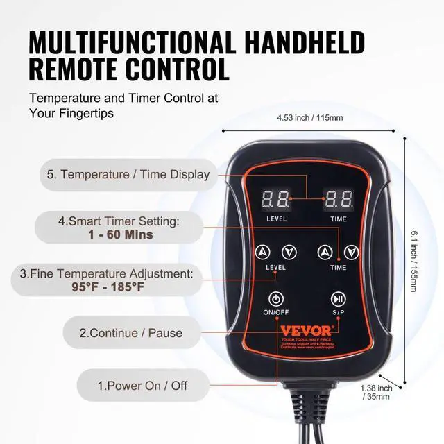 Alt view image 3 of 7 - VEVOR Sauna Blanket for Detoxification, Portable Far Infrared Sauna for Home Relaxation, 1-6 Level Adjustable Temprature Rannge 95-185, 1-60 Minutes Timer, Far Infrared Carbon Heating Sauna Bag