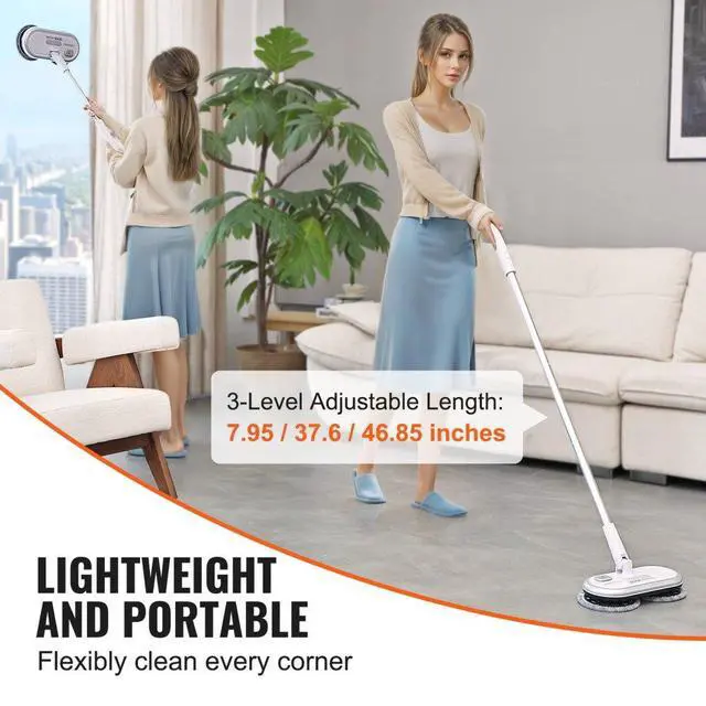 Alt view image 6 of 7 - VEVOR Cordless Electric Mop, Up to 70 mins Powerful Battery, Electric Spin Mop with Dual Spinning Mop Heads, 4 Microfiber Pads & 2 Floor Scrubber Pads, for Hardwood Floor/Bathroom/Tile Floor Cleaning
