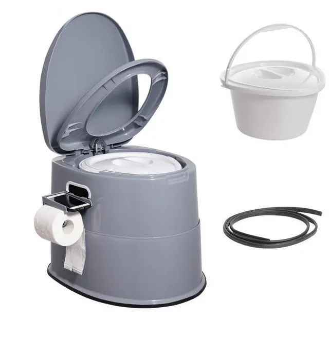 Main image of VEVOR Portable Toilet for Camping, Porta Potty with 1.3 Gal Detachable Inner Bucket & Removable Paper Holder, Commode with Dual Lids, Travel Toilet for Adults Kids Outdoor Camping Car Long Road Trips
